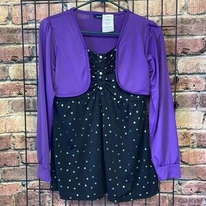 Girls size 14 shimmery dots long sleeve sheer bolero attached thanksgiving top